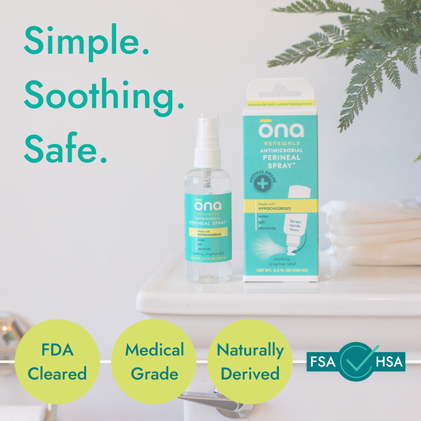 ona Perineal Postpartum Recovery Spray, Made with Hypochlorous, 3.4 oz. (Case of 12)