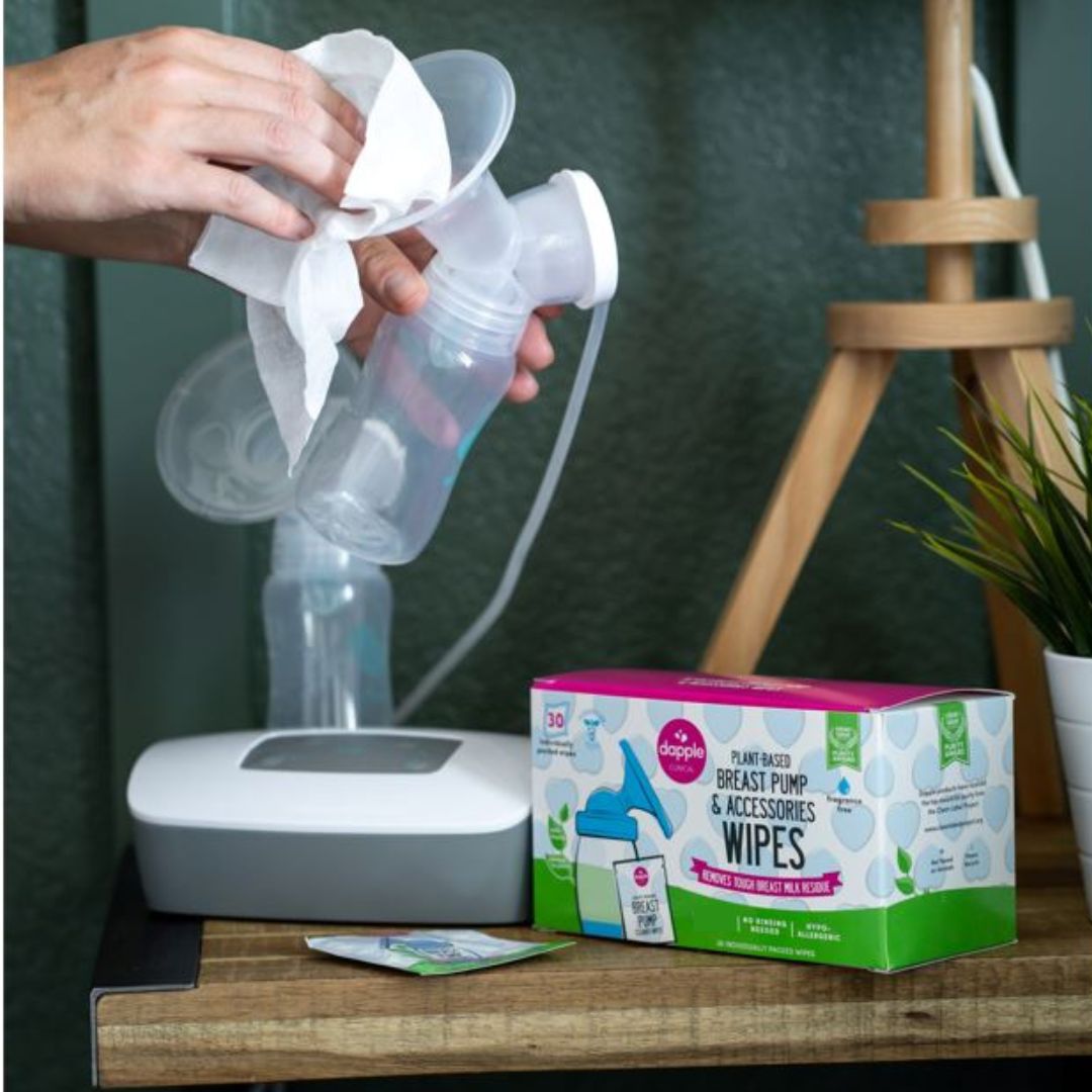 Dapple Baby Breast Pump Cleaner Wipes, Fragrance Free, 30ct (Case of 8)