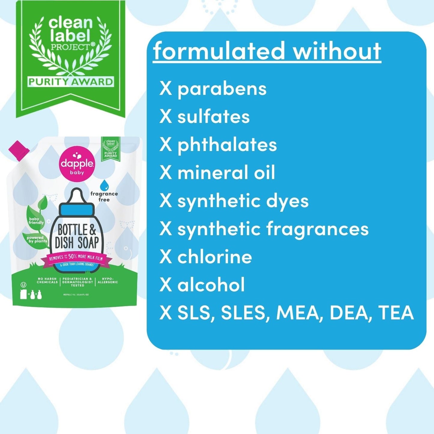 Dapple Baby Bottle & Dish Soap-Fragrance Free 34 oz. (Case of 8)