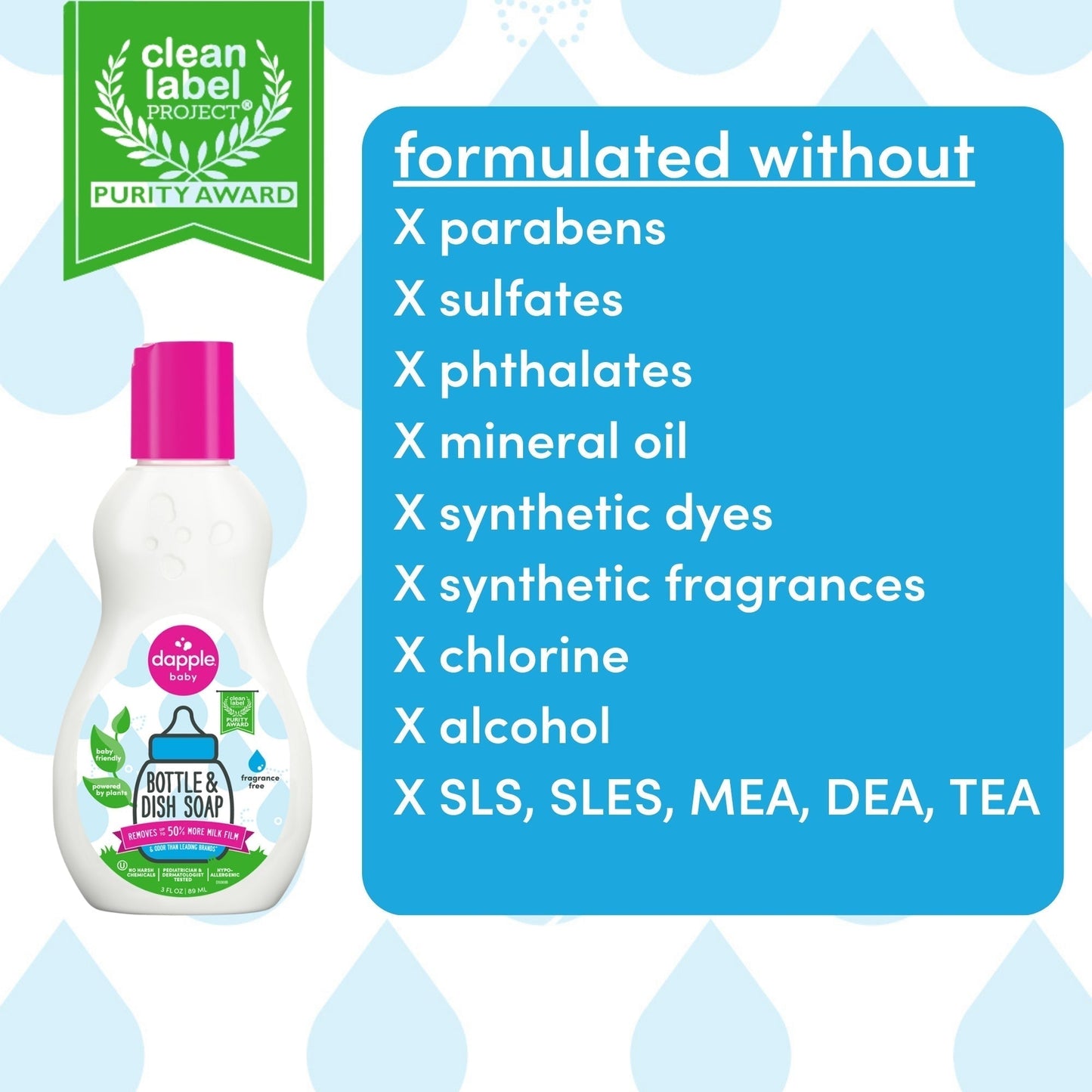 Dapple Baby On the Go Dish Soap 3 oz. Travel Size (Case of 100)