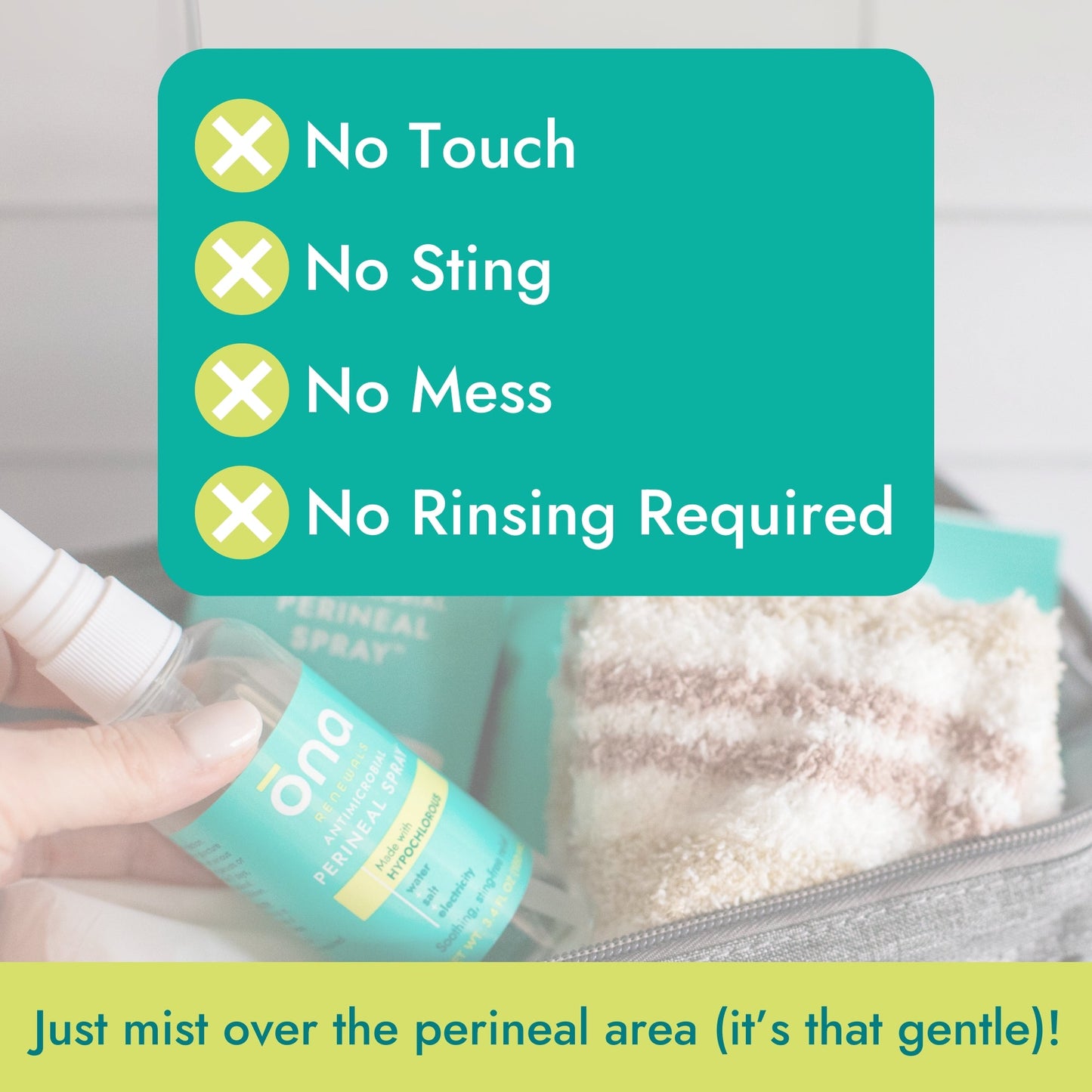 ona Perineal Postpartum Recovery Spray, Made with Hypochlorous, 3.4 oz. (Case of 12)