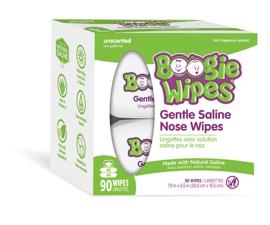 Boogie Saline Nose Wipes, Unscented, 90ct (Case of 6)