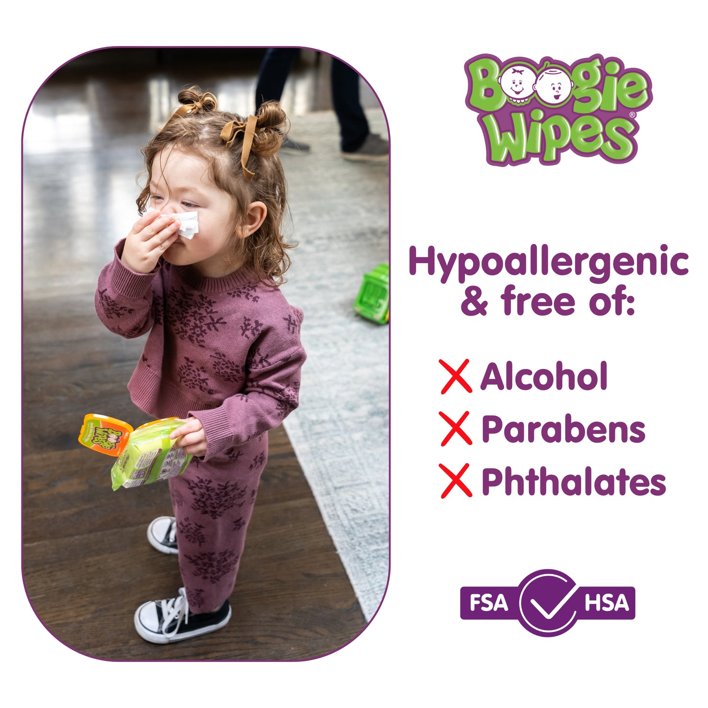 Boogie Saline Nose Wipes, Unscented, 30ct (Case of 12)