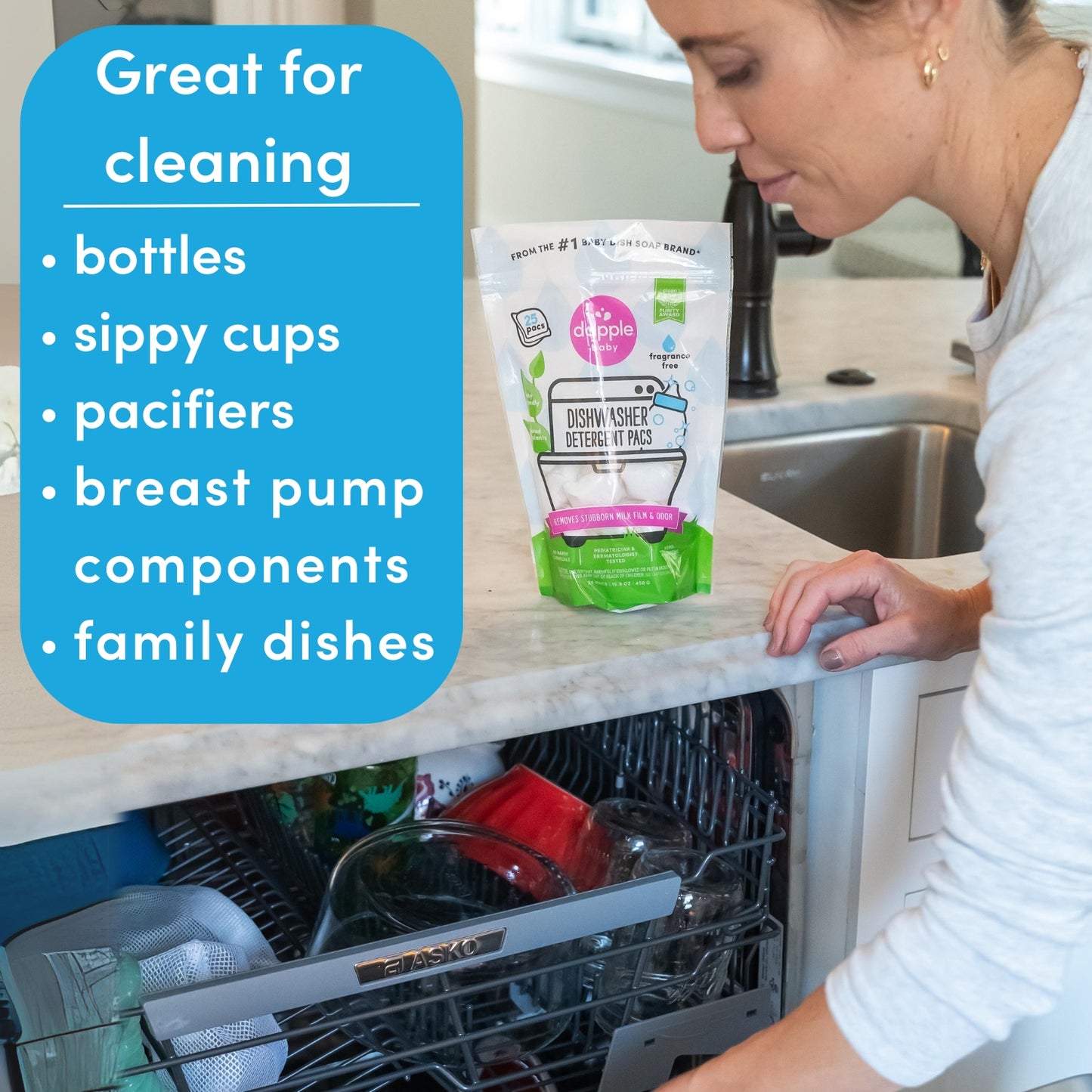 Dapple Baby Auto Dishwasher Pacs, Fragrance Free, 25 ct (Case of 8)