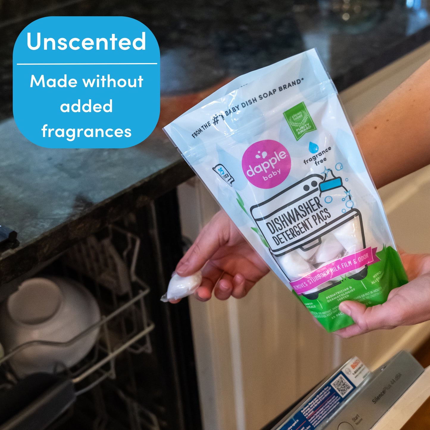 Dapple Baby Auto Dishwasher Pacs, Fragrance Free, 25 ct (Case of 8)