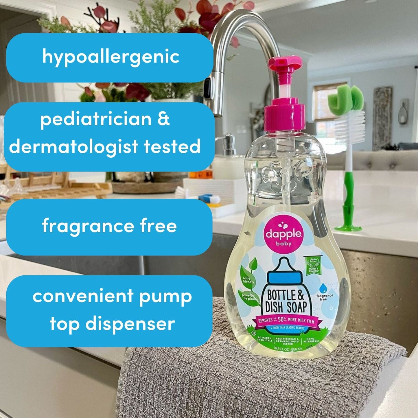 Dapple Baby Bottle & Dish Soap-Fragrance Free 16.9 oz. (Case of 8)