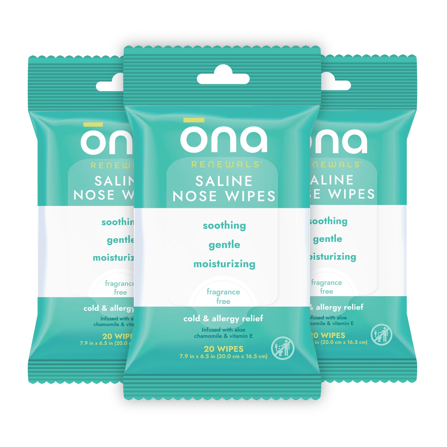 Ona Saline Nose Wipes, Unscented 60ct (Case of 12)