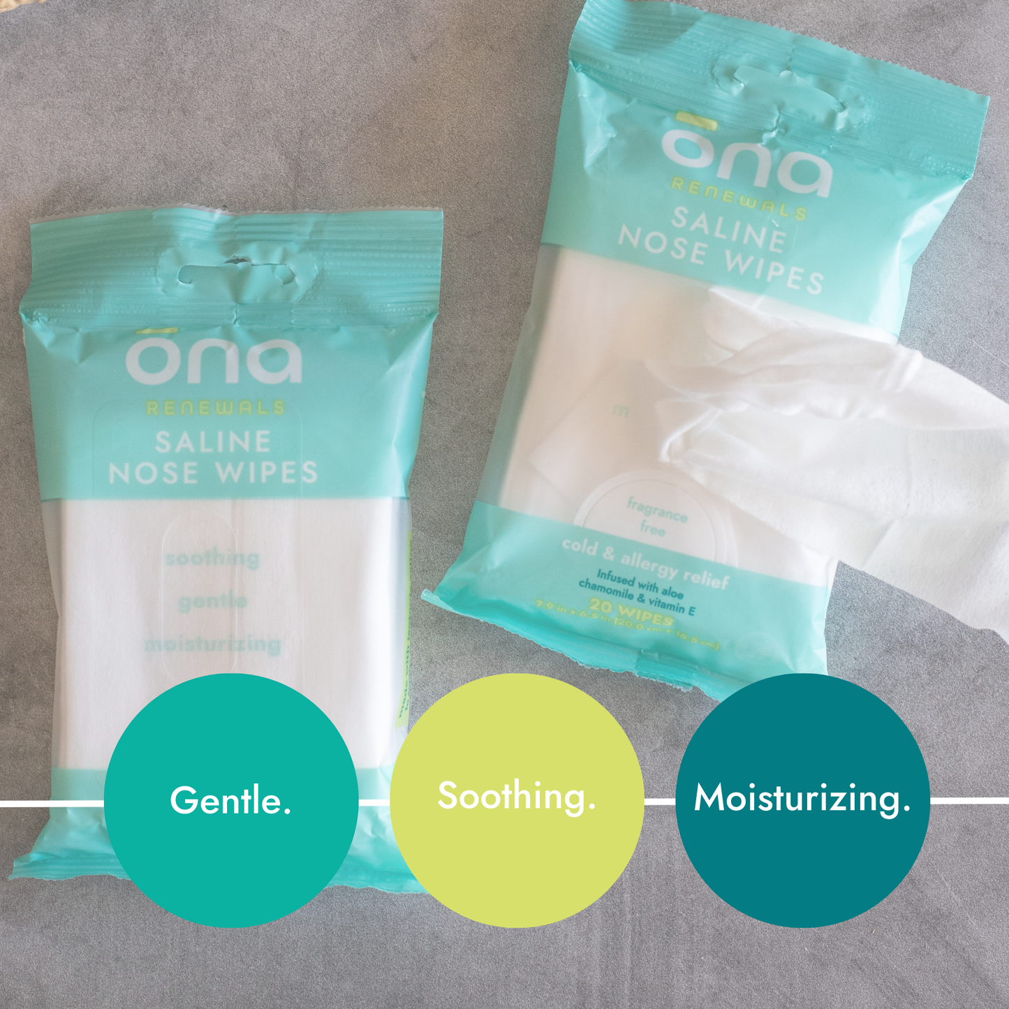 Ona Saline Nose Wipes, Unscented 60ct (Case of 12)